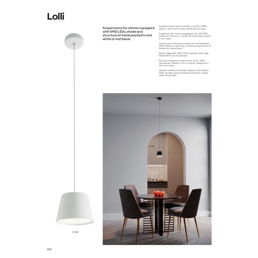 Redo 01-1495 - Viseći LED luster na sajli LOLLI LED/6W/230V Ø 14 cm bijela