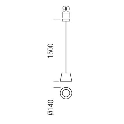 Redo 01-1496 - LED luster na sajli LOLLI LED/6W/230V Ø 14 cm crna