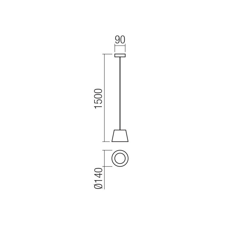Redo 01-1496 - LED luster na sajli LOLLI LED/6W/230V Ø 14 cm crna