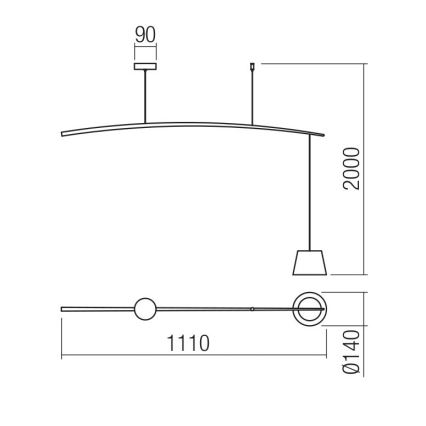 Redo 01-1497 - LED Luster na sajli LOLLI LED/6W/230V bijela