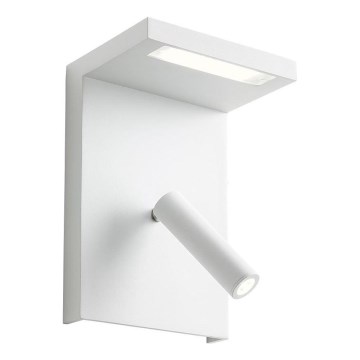 Redo 01-1499 - LED Zidna reflektorska svjetiljka AGOS LED/6W/230V + LED/3,2W USB bijela