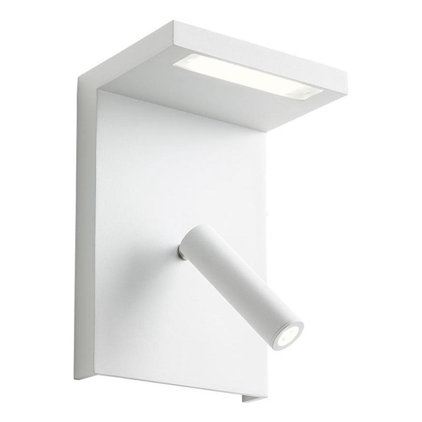 Redo 01-1499 - LED Zidna reflektorska svjetiljka AGOS LED/6W/230V + LED/3,2W USB bijela