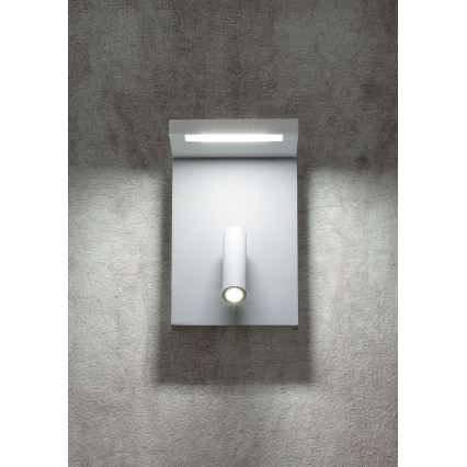 Redo 01-1499 - LED Zidna reflektorska svjetiljka AGOS LED/6W/230V + LED/3,2W USB bijela
