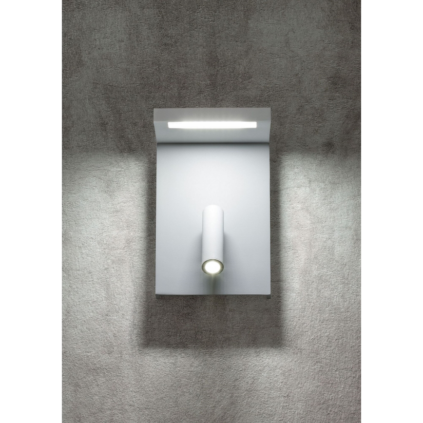 Redo 01-1499 - LED Zidna reflektorska svjetiljka AGOS LED/6W/230V + LED/3,2W USB bijela