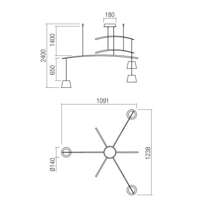 Redo 01-1524 - LED Luster na sajli LOLLI 3xLED/6W/230V bijela