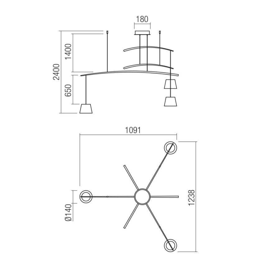 Redo 01-1524 - LED Luster na sajli LOLLI 3xLED/6W/230V bijela