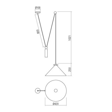 Redo 01-1546 - Luster na sajli KALIMBA 1xE27/42W/230V pr. 42 cm pauk crna