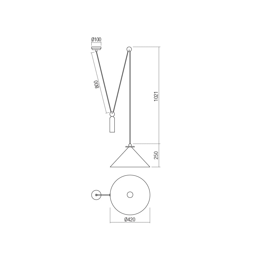 Redo 01-1546 - Luster na sajli KALIMBA 1xE27/42W/230V pr. 42 cm pauk crna
