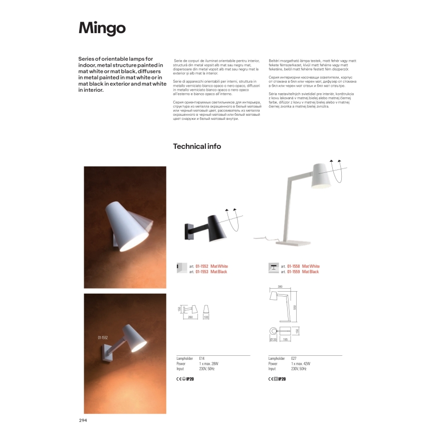 Redo 01-1556 - Podna lampa MINGO 1xE27/42W/230V bijela