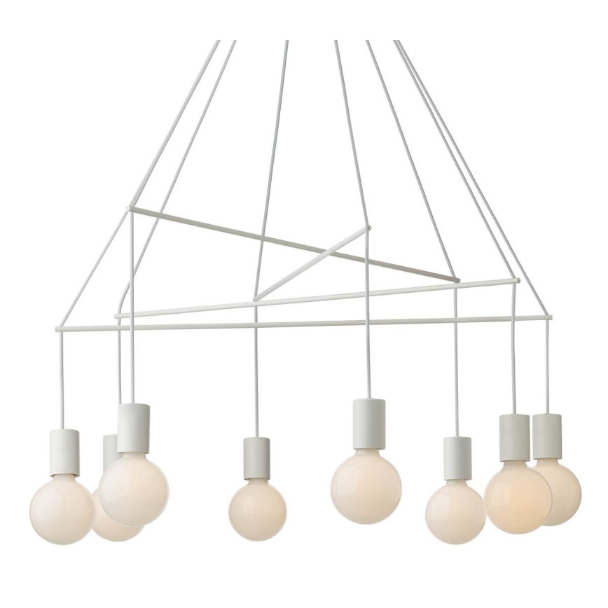 Redo 01-1564 - Luster na sajli MIKADO 8xE27/42W/230V Ø 82 cm bijeli