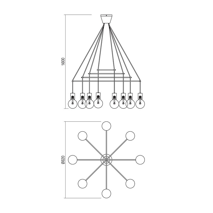 Redo 01-1564 - Luster na sajli MIKADO 8xE27/42W/230V Ø 82 cm bijeli