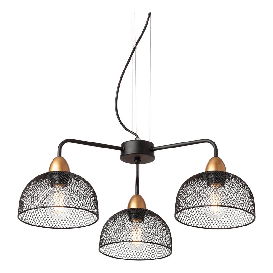 Redo 01-1573 - Luster na sajli TAMIS 3xE27/42W/230V pr. 59 cm crni