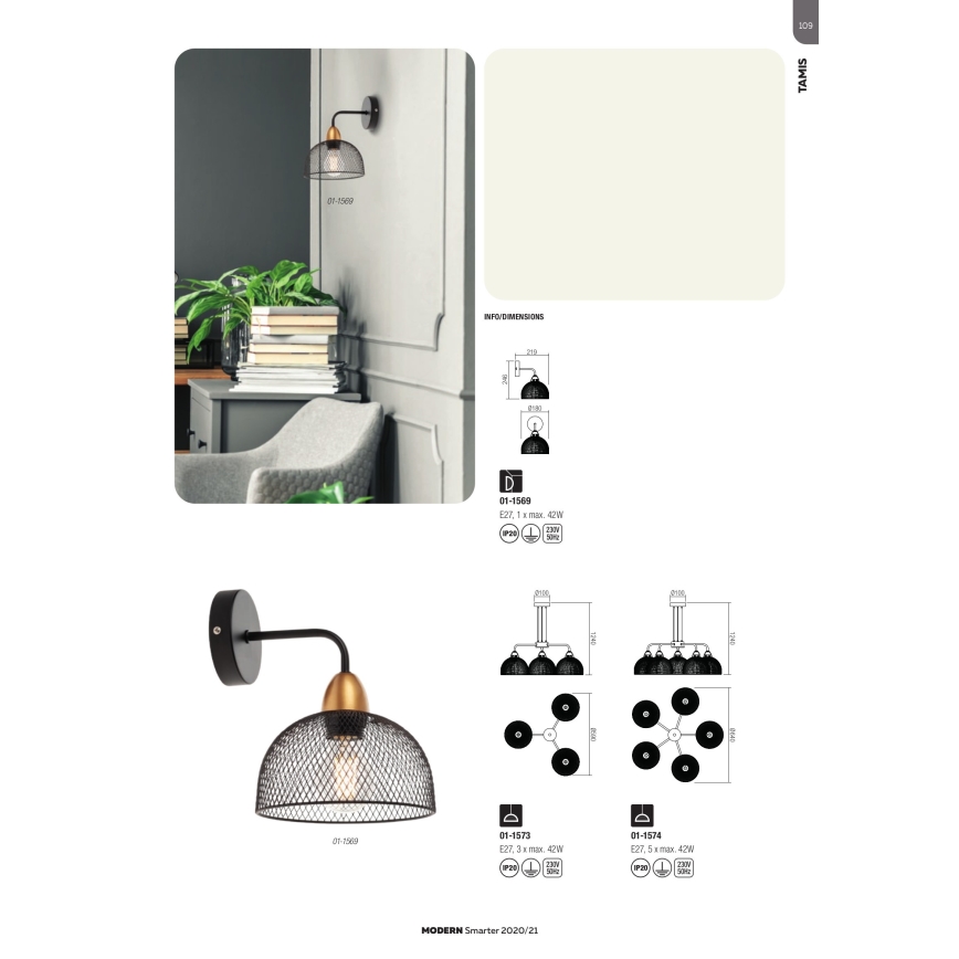 Redo 01-1573 - Luster na sajli TAMIS 3xE27/42W/230V pr. 59 cm crni