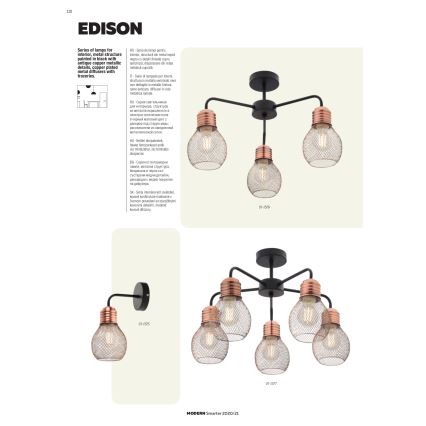 Redo 01-1575 - Zidna svjetiljka EDISON 1xE27/42W/230V