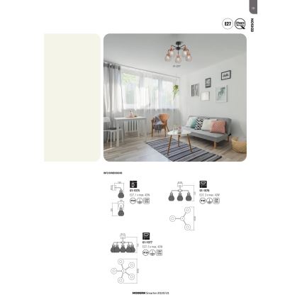 Redo 01-1577 - Luster na stalku EDISON 5xE27/42W/230V Ø 53 cm crna/bakrena