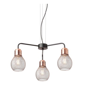 Redo 01-1579 - Viseći luster na sajli EDISON 3xE27/42W/230V Ø 53 cm crna/bakrena
