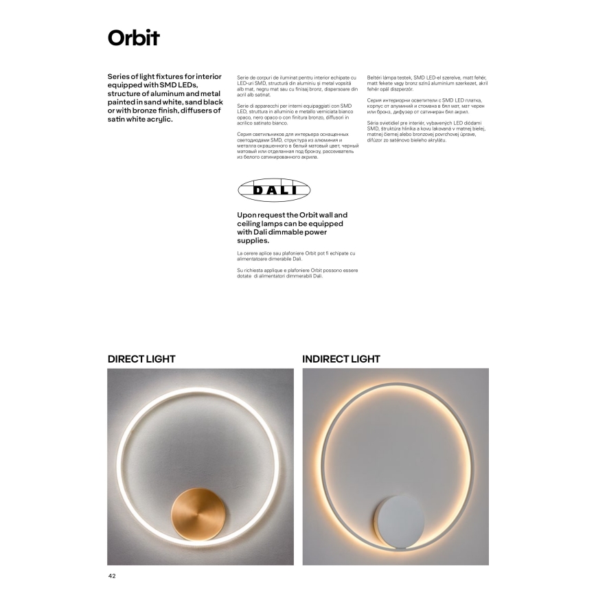 Redo 01-1701 - LED Zidna svjetiljka ORBIT LED/28W/230V bronca