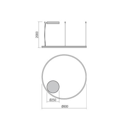 Redo 01-1712 - LED luster na sajli ORBIT LED/55W/230V bijela