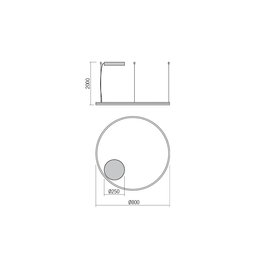 Redo 01-1713 - LED Prigušivi luster na sajli ORBIT LED/55W/230V bronca