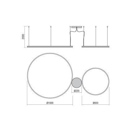 Redo 01-1721 - LED luster na sajli ORBIT LED/42W + LED/66W/230V bronca