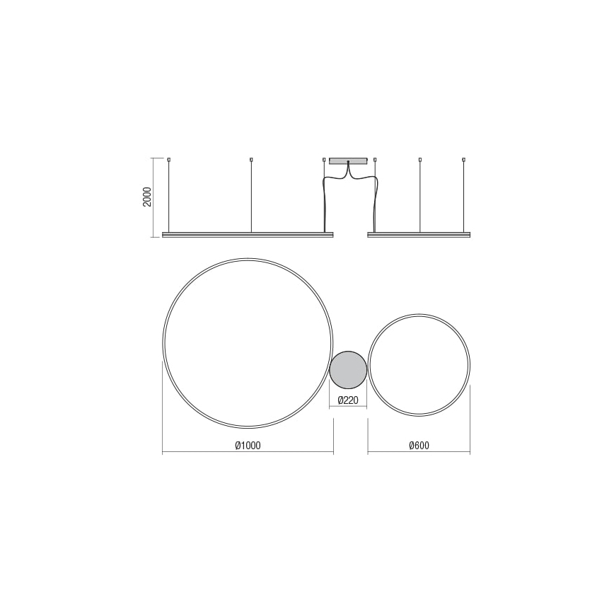 Redo 01-1721 - LED luster na sajli ORBIT LED/42W + LED/66W/230V bronca