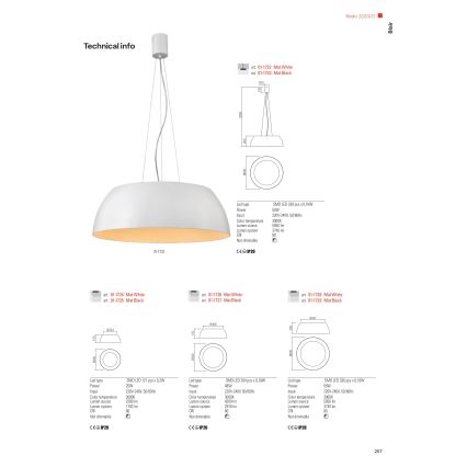 Redo 01-1732 - LED Luster na sajli BLAIR LED/55W/230V 3000K bijela