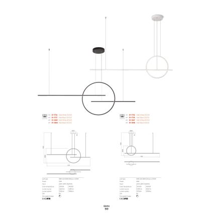 Redo 01-1734 - LED Prigušivi luster na sajli GIOTTO LED/46W/230V bijela