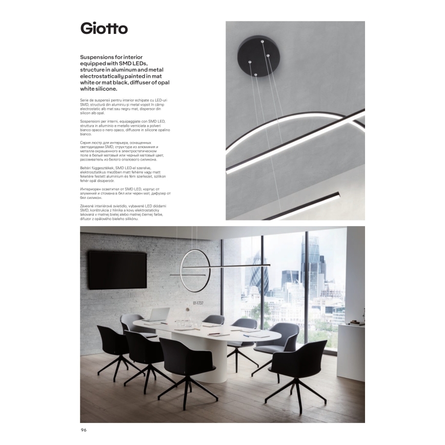 Redo 01-1737 - LED Prigušivi luster na sajli GIOTTO LED/56W/230V crna