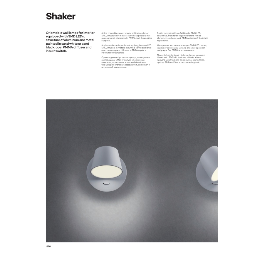 Redo 01-1738 - LED Zidna svjetiljka SHAKER LED/6W/230V bijela