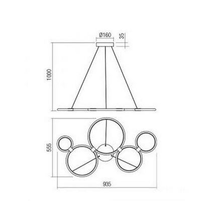 Redo 01-1742 - LED luster na sajli RADIUS LED/45W/230V bijela