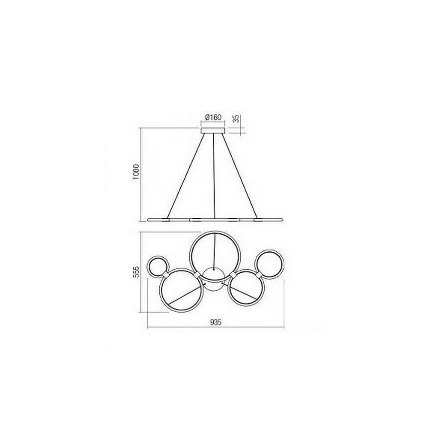 Redo 01-1742 - LED luster na sajli RADIUS LED/45W/230V bijela
