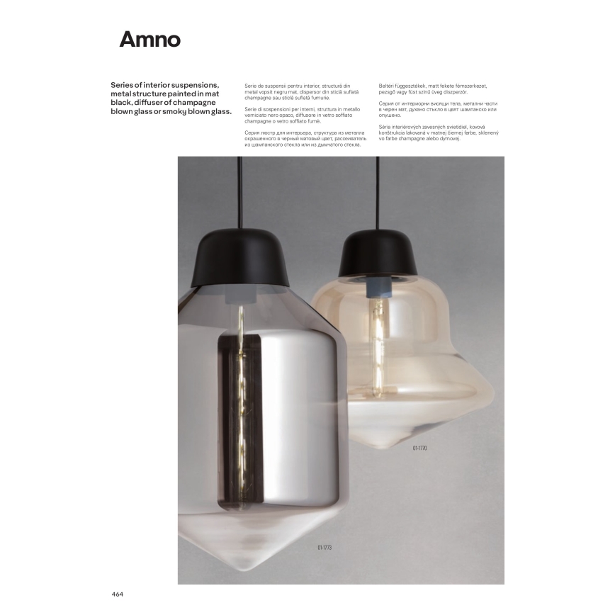 Redo 01-1771 - Luster na sajli AMNO 1x/E27/42W/230V pr. 33 cm siva