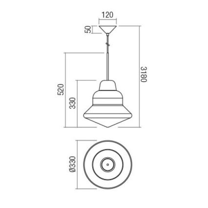 Redo 01-1771 - Luster na sajli AMNO 1xE27/42W/230V promjer 33 cm siva