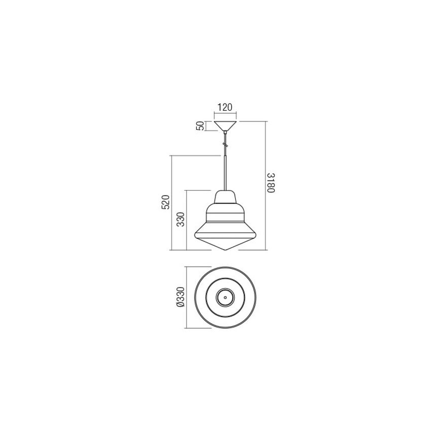 Redo 01-1771 - Luster na sajli AMNO 1xE27/42W/230V promjer 33 cm siva