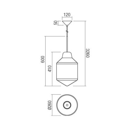 Redo 01-1773 - Luster na sajli AMNO 1xE27/42W/230V promjer 26 cm sivi