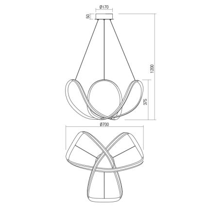 Redo 01-1784 - LED Prigušivi luster na sajli NUCLEO LED/55W/230V bijela