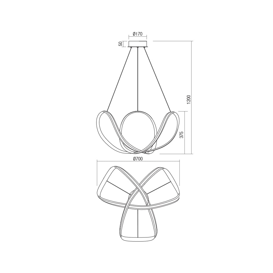 Redo 01-1784 - LED Prigušivi luster na sajli NUCLEO LED/55W/230V bijela