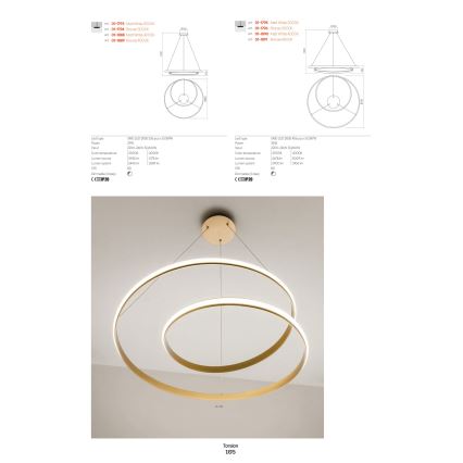 Redo 01-1789 - LED Prigušiva zidna svjetiljka TORSION LED/27W/230V bijela