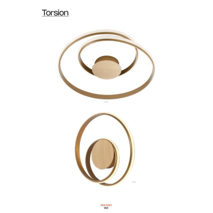 Redo 01-1790 - LED prigušiva zidna svjetiljka TORSION LED/27W/230V, promjer 40 cm, brončana