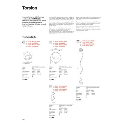 Redo 01-1792 - LED Prigušiva stropna svjetiljka TORSION LED/30W/230V bronca