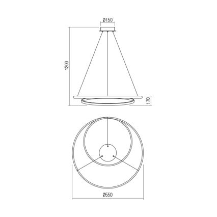 Redo 01-1793 - LED Prigušivi luster na sajli TORSION LED/29W/230V pr. 55 cm bijela