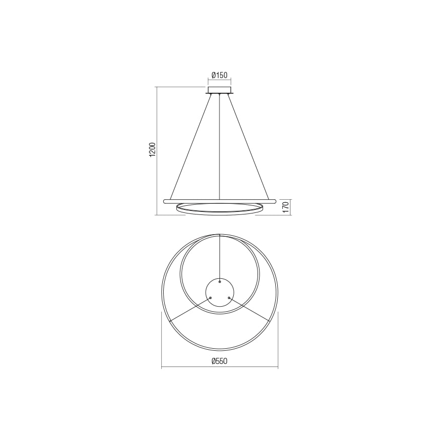 Redo 01-1794 - LED Prigušivi luster na sajli TORSION LED/29W/230V pr. 55 cm bronca