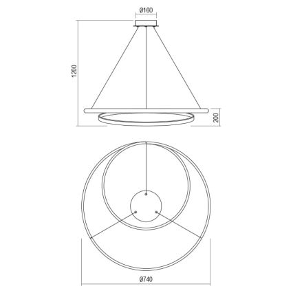 Redo 01-1795 - LED Prigušivi luster na sajli TORSION LED/40W/230V pr. 74 cm bijela