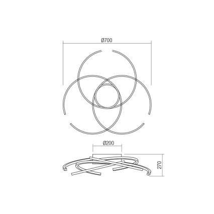 Redo 01-1801 - LED Prigušiva stropna svjetiljka ALIEN LED/60W/230V 3000K pr. 70 cm bijela