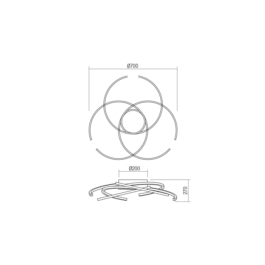Redo 01-1801 - LED Prigušiva stropna svjetiljka ALIEN LED/60W/230V 3000K pr. 70 cm bijela
