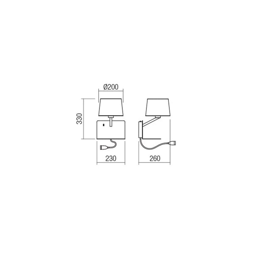 Redo 01-1807 - LED zidna svjetiljka s fleksibilnom lampicom TOMO 1xE27/42W/230V + LED/3W/230V bijela