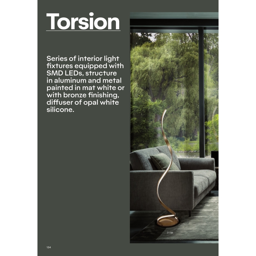 Redo 01-1815 - LED stolna lampa TORSION, LED/11W/230V, bijela