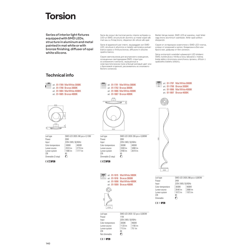 Redo 01-1815 - LED stolna svjetiljka TORSION LED/11W/230V 3000K bijela