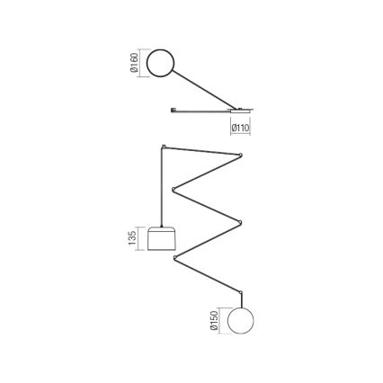 Redo 01-1822 - Luster na sajli DODO 1xE27/15W/230V pauk crna