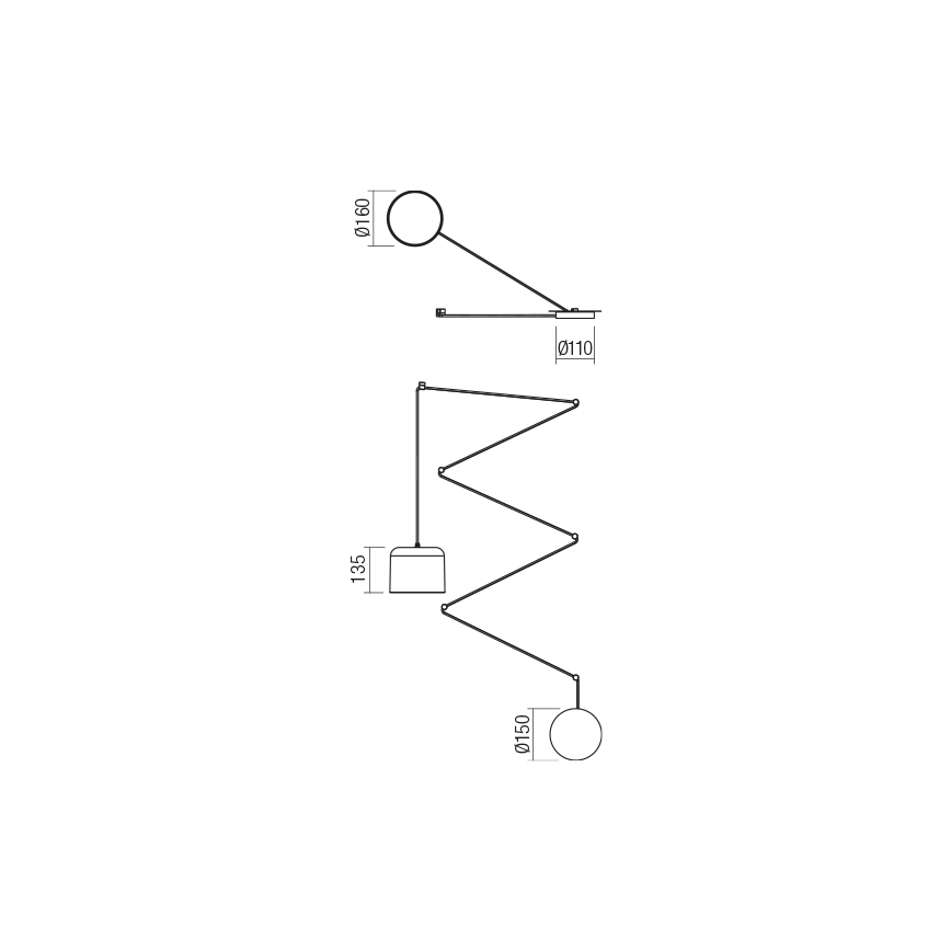 Redo 01-1822 - Luster na sajli DODO 1xE27/15W/230V pauk crna